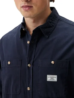 Camicia con tasche a manica lunga blu