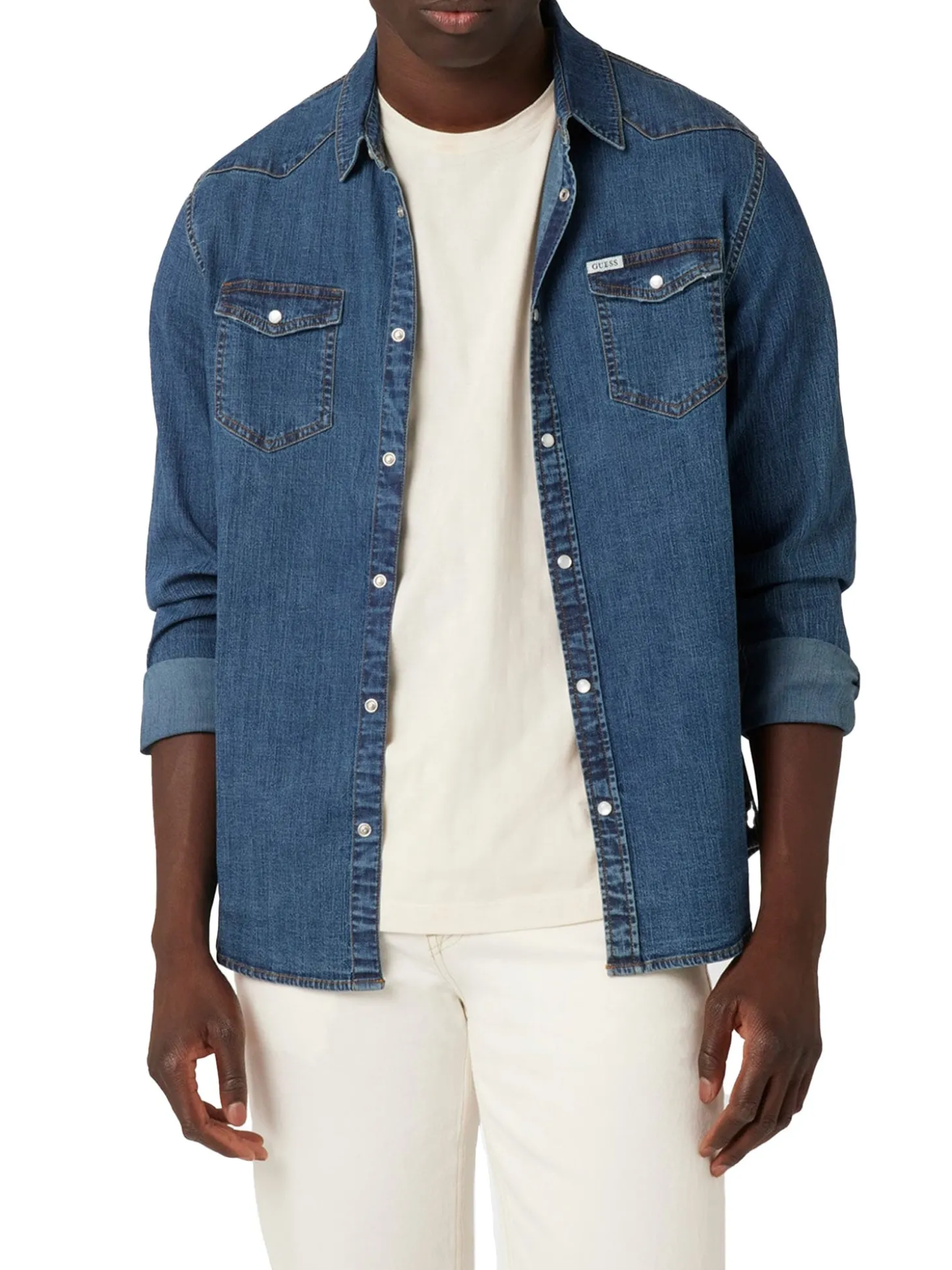Camicia di jeans slim fit in denim blu