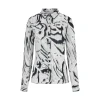 Camicia in georgette Clouis Peonies stampa zebrata bianco