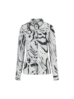 Camicia in georgette Clouis Peonies stampa zebrata bianco