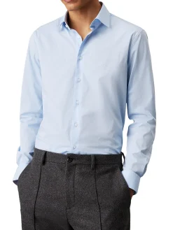 Camicia in popeline elasticizzato celeste