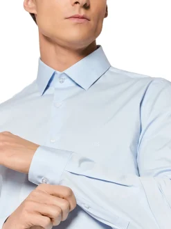 Camicia in popeline slim celeste