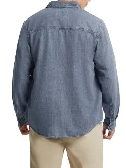 Camicia jeans regular a manica lunga denim medio