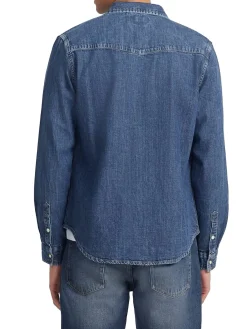 Camicia jeans vestibilità slim a manica lunga denim blue