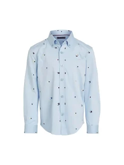 Camicia Kids bandierine allover celeste