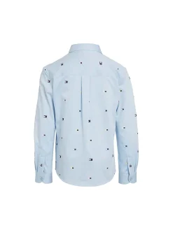 Camicia Kids bandierine allover celeste