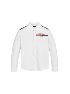 Camicia Kids oxford logo tape bianco