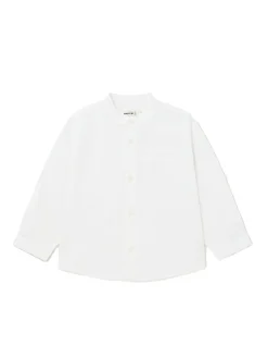 Camicia lino collo coreana neonato bianco