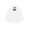 Camicia manica lunga con papillon bianco