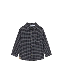 Camicia manica lunga jacquard blu