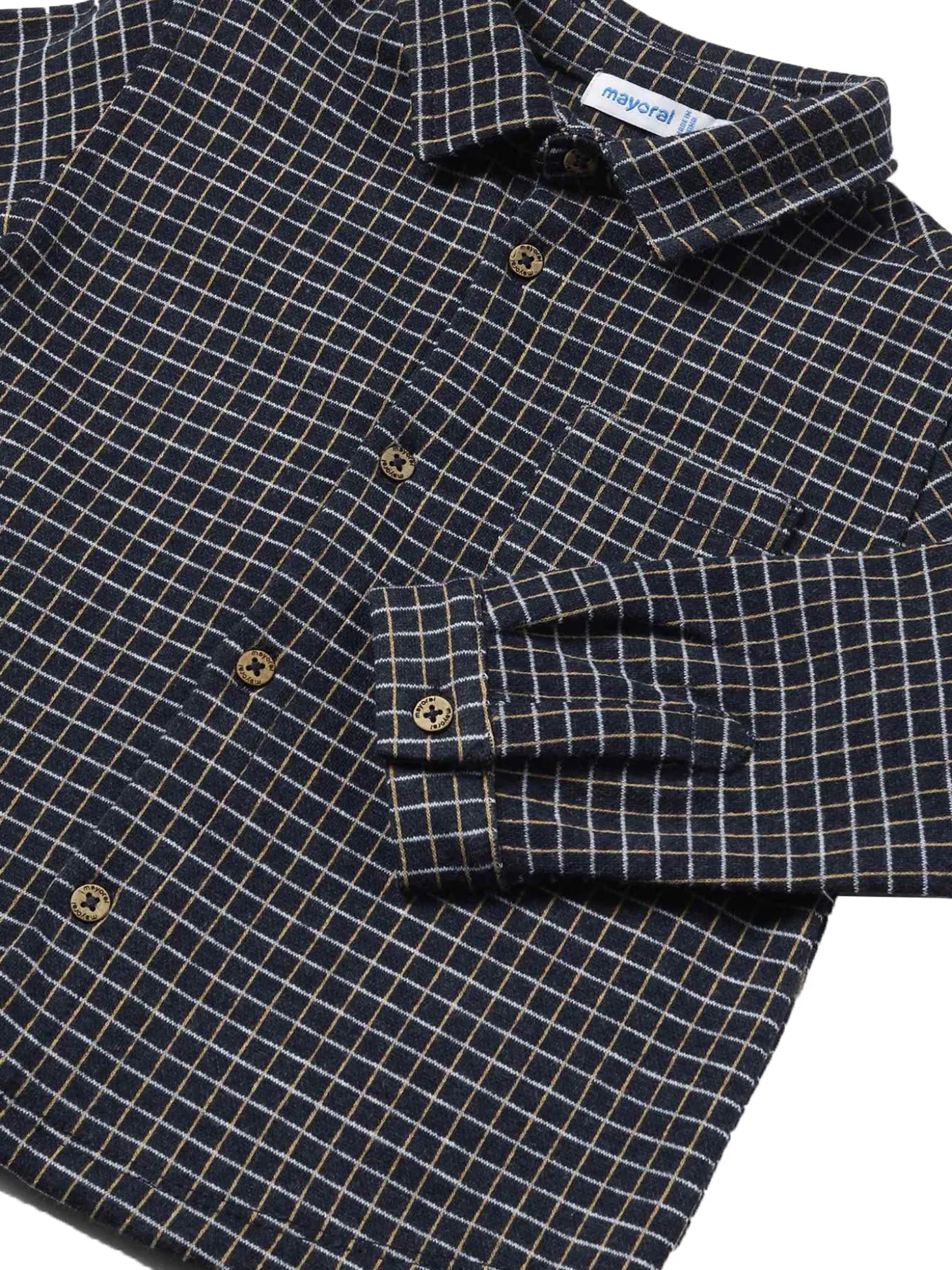 Camicia manica lunga jacquard blu