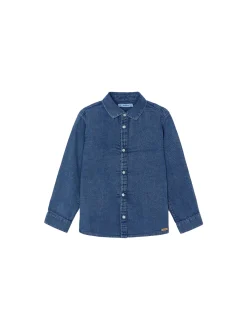 Camicia manica lunga jeans denim scuro