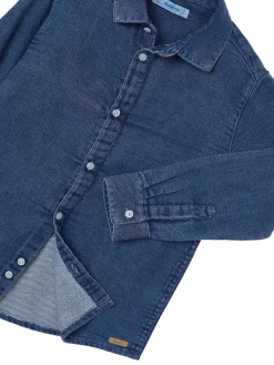 Camicia manica lunga jeans denim scuro