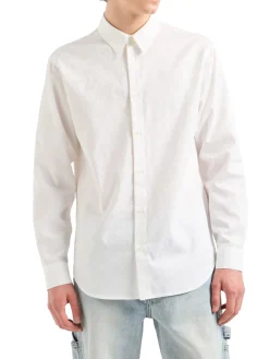 Camicia manica lunga logo all over bianco