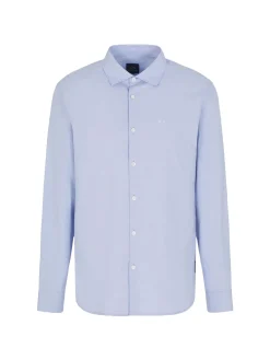 Camicia manica lunga micro dots celeste