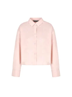 Camicia manica lunga over cotone rosa