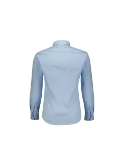 Camicia manica lunga slim logo sleeve popeline celeste