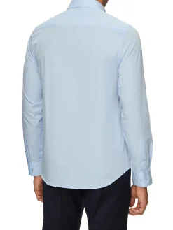 Camicia manica lunga slim popeline celeste