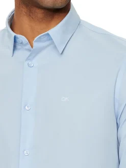 Camicia manica lunga slim popeline celeste