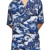 Camicia maniche corte con stampa blu