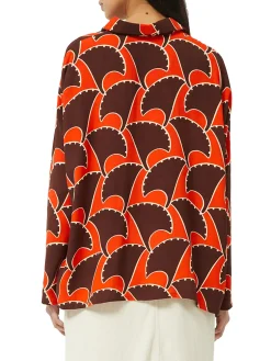 Camicia maniche lunghe con stampa geometrica rossa
