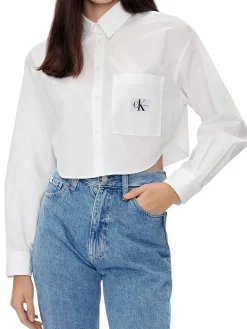 Camicia maniche lunghe crop bianca