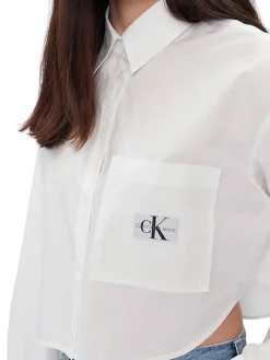 Camicia maniche lunghe crop bianca