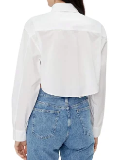 Camicia maniche lunghe crop bianca