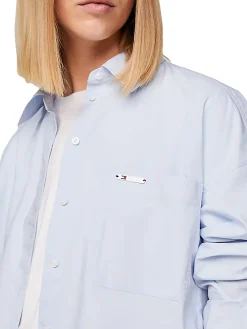 Camicia maniche lunghe oversize celeste