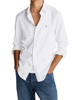 Camicia Oxford slim fit in piqué bianco