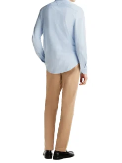 Camicia Oxford slim fit in piqué celeste