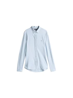Camicia Oxford slim fit in piqué celeste