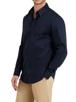 Camicia Sunset cotone con logo ricamato sul petto blu