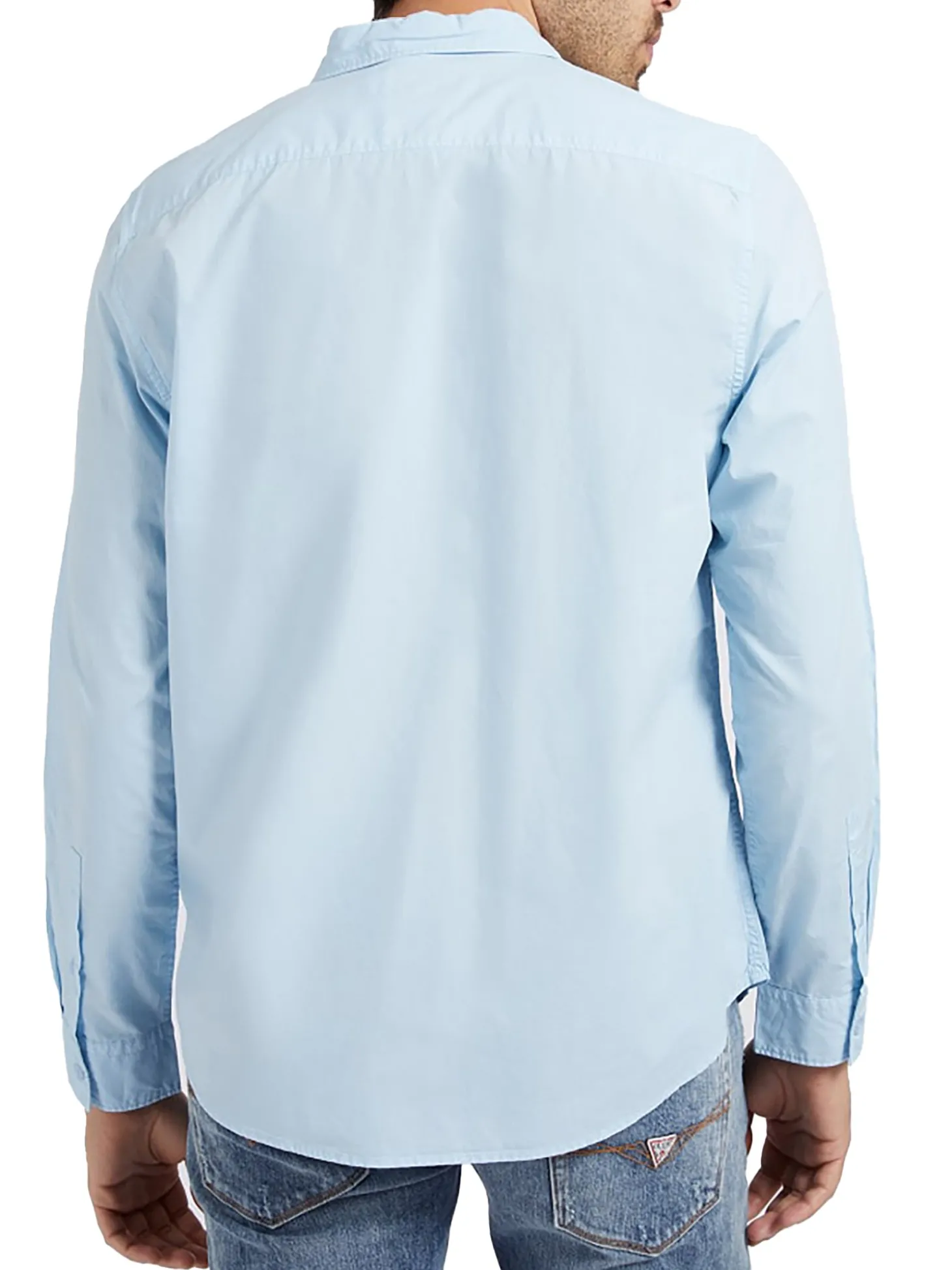 Camicia Sunset cotone con logo ricamato sul petto celeste