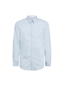 Camicia Sunset cotone con logo ricamato sul petto celeste