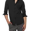 Camicia Sunset tech con tasca sul petto nero