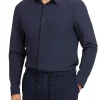 Camicia Sunset tech con tasca sul petto blu