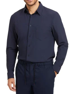 Camicia Sunset tech con tasca sul petto blu