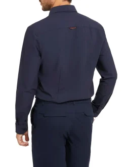 Camicia Sunset tech con tasca sul petto blu