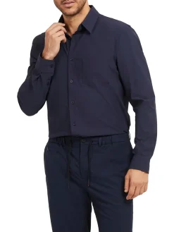 Camicia Sunset tech con tasca sul petto blu