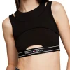 Canotta TJW Crop con nastro taping logato nero