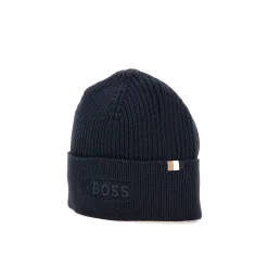 Cappello a coste logo ricamo blu
