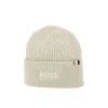 Cappello a coste logo ricamo panna