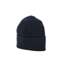 Cappello a coste logo ricamo blu