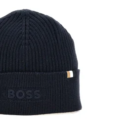 Cappello a coste logo ricamo blu