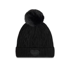 Cappello a trecce con pon pon nero