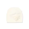 Cappello applicazione fiori in maglia burro