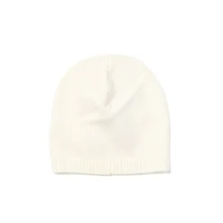 Cappello applicazione fiori in maglia burro