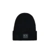 Cappello con etichetta logo lana nero