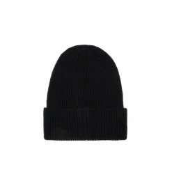 Cappello con etichetta logo lana nero